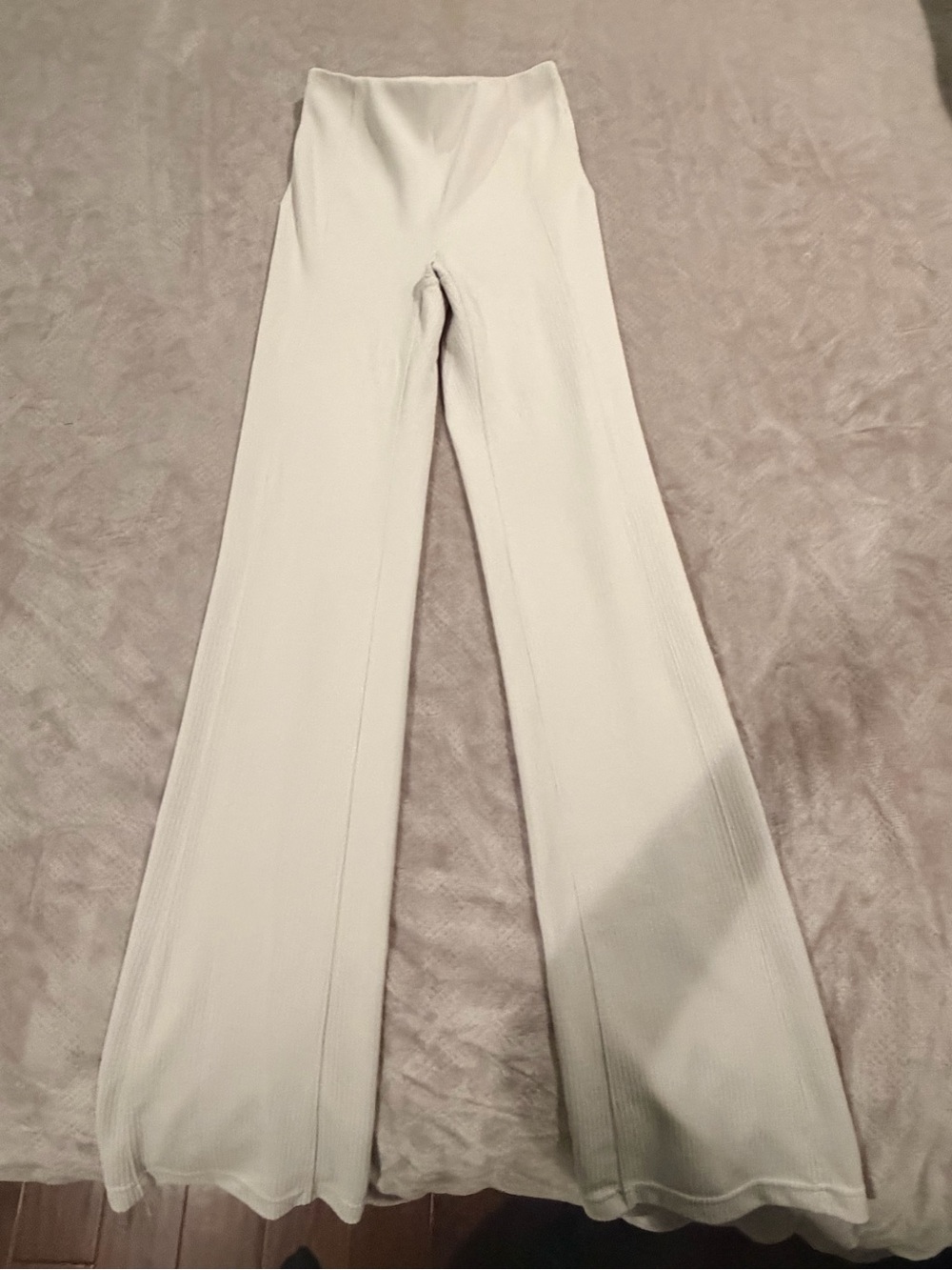 lululemon athletica Cream Wide-Leg Ribbed Knit Pants